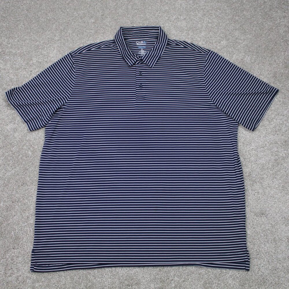 Croft & Barrow Quick Dry Polo Shirt Mens XL Blue/White Polyester S/S Pullover‎